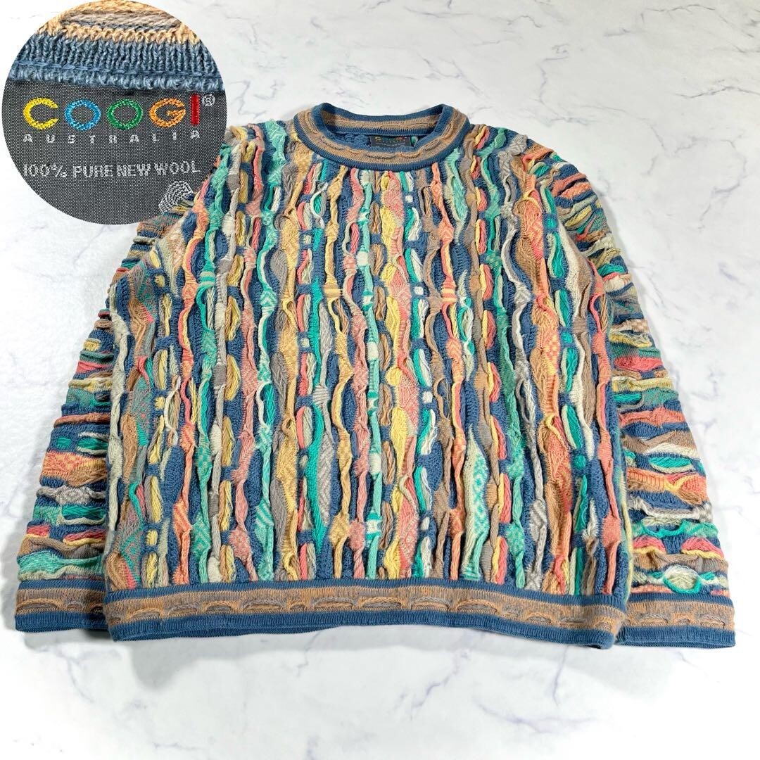 Vintage 90s Coogi Classic 3D Knit Sweater Men Size M Grandpa