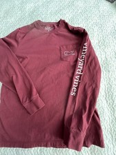 Vineyard Vines Long Sleeve T-Shirt Tee Youth 12-14 Medium M Burgundy Wine Whale