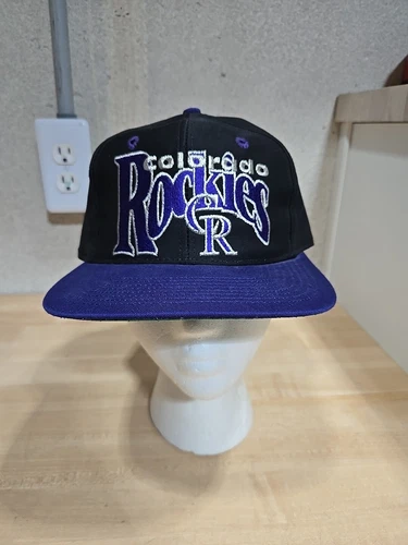 VINTAGE Colorado Rockies Hat Fitted 7 1/8 Black The Game Embroidered 90s NWOT