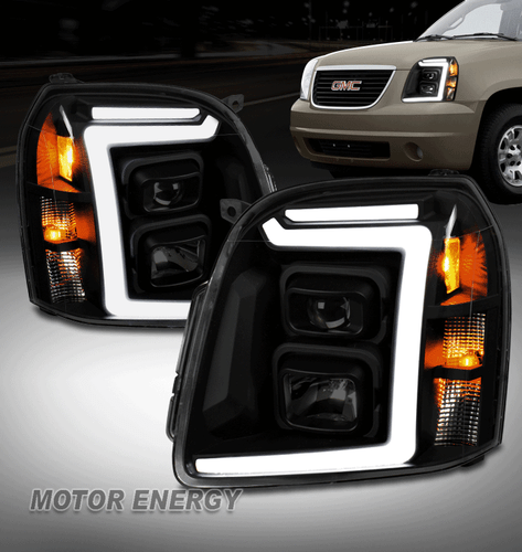 Fit 07-14 GMC Yukon XL LED Tube Projector Headlights Lamp Black/Smoke Left+Right - Bild 1 von 12