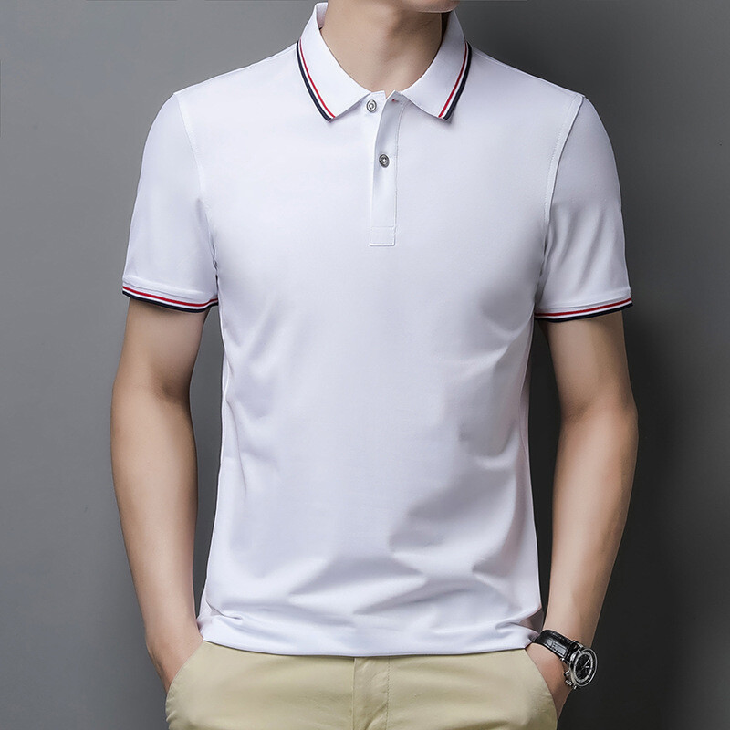 ZONBAILON Men's Fashion Simple Business Summer Soft Short Sleeve Polo Shirt
