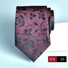 New Classic Floral Red Black JACQUARD WOVEN 100 Silk Men's Necktie Tie
