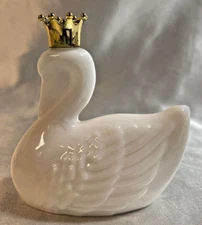 Avon Royal Swan MilkGlass Decanter FULL w/Box Bird of Paradise Cologne 1oz.