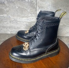 Dr Martens Bentley II Leapord Heart Women?s 7 Black Leather Ankle Boots