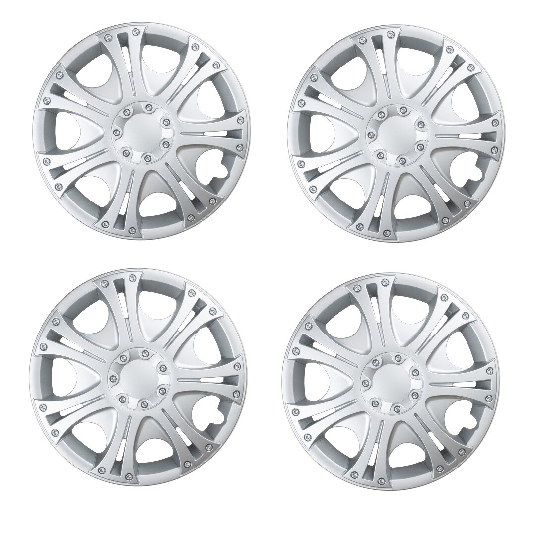 4-Piece 14 Inch Tobago Silver Wheel Covers 7-Spoke Hubcaps Set  
