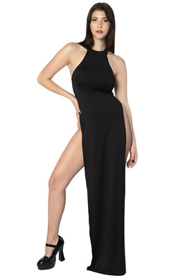 Maxi Length Halter Neck Dress with High Slits | eBay
