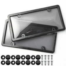 2X Unbreakable License Plate Covers+Frames Auto Tag Shield Protector Front Rear