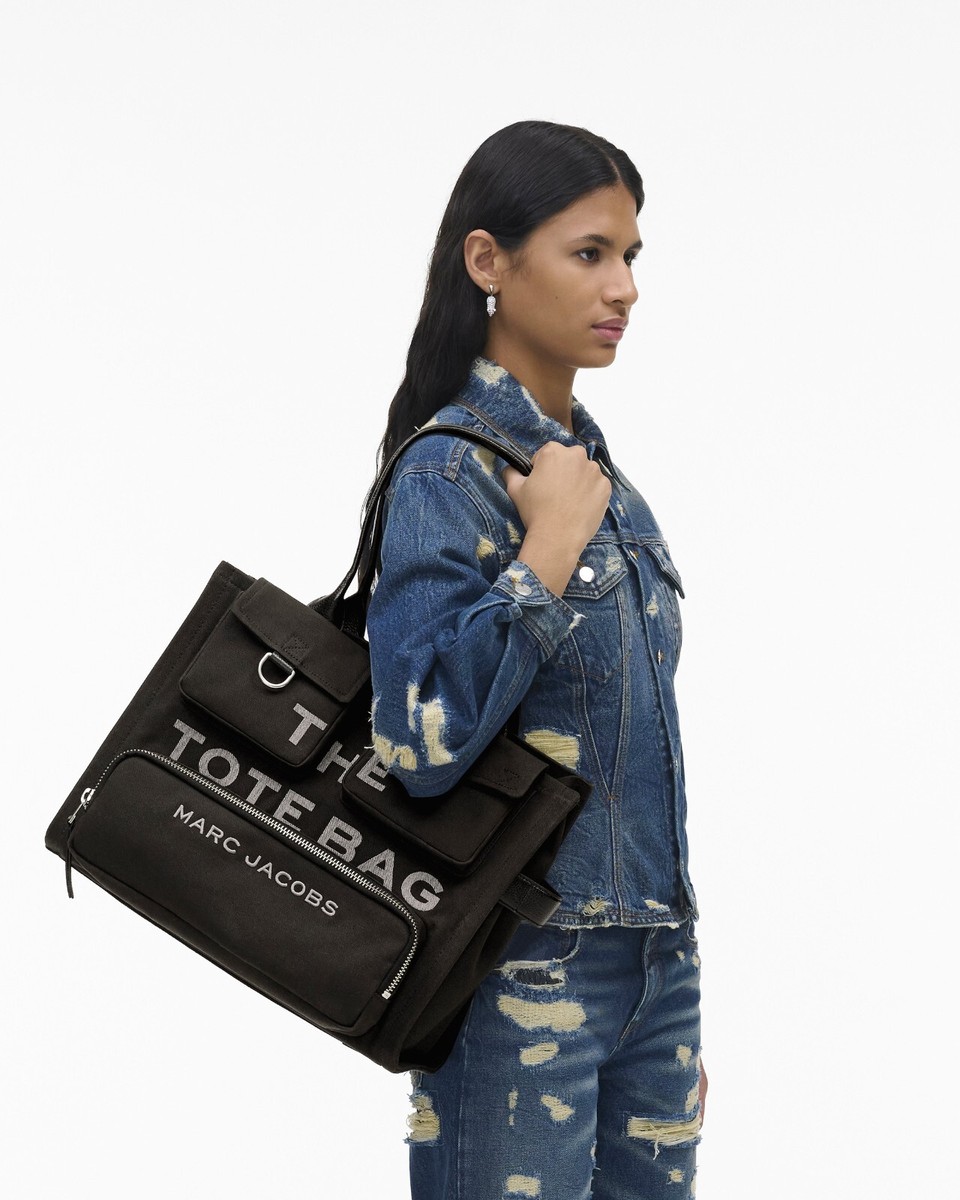 トートバッグ Marc Jacobs The Cargo Canvas Large Tote Bag In Black MARC JACOBS The Cargo Canvas Tote Bag Large Black Shoulder