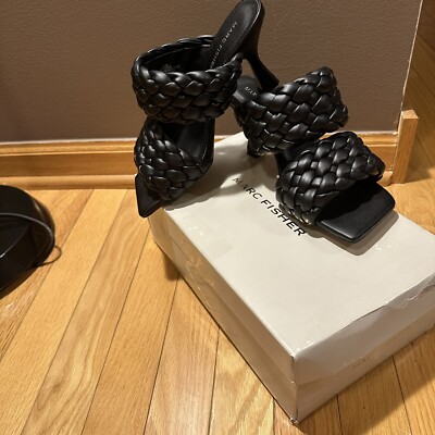 Marc Fisher Pagie Slide Sandal MARC FISHER MF TOREE BLACK FAUX