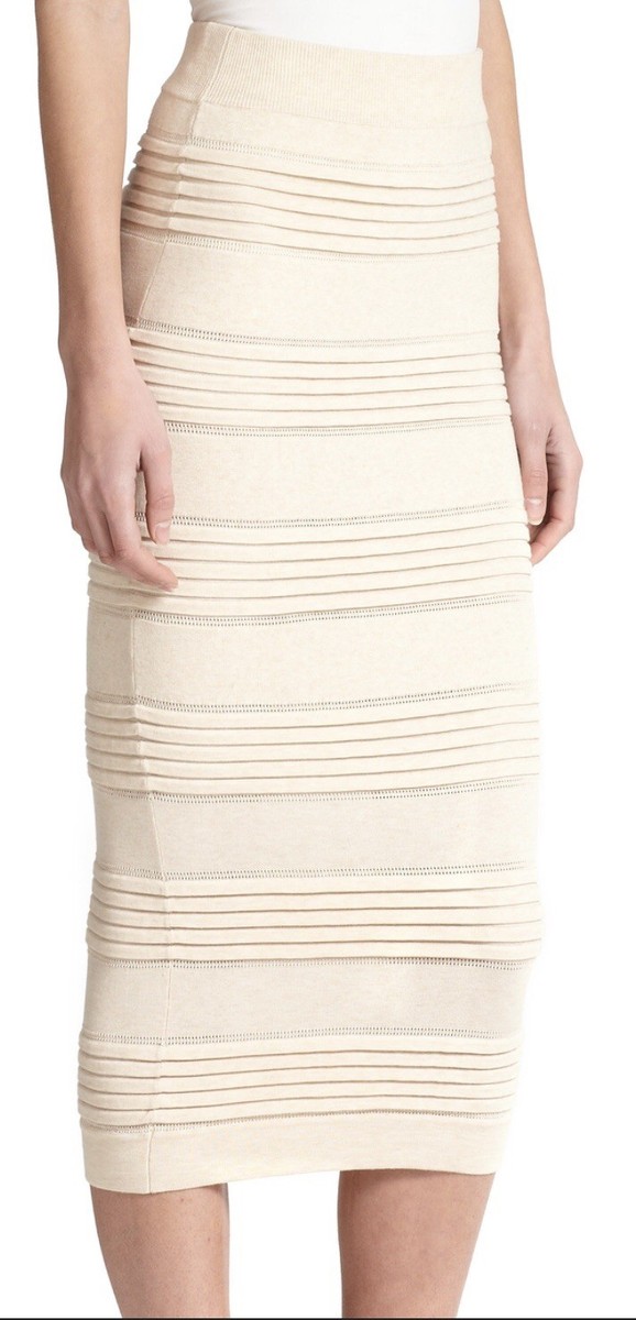 スカート Burberry Beige Cotton Skirt NWOT Med Burberry Beige Cotton Blend Stretch Knit Panel