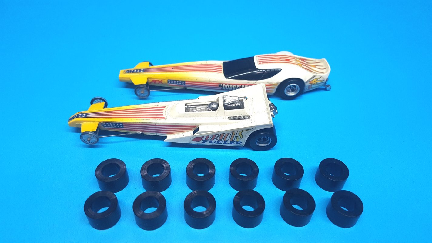 12 AFX Aurora 4-Gear Specialty MT HO Slot Car LARGE DRAG TIRES #8742 BLK C2 Firm