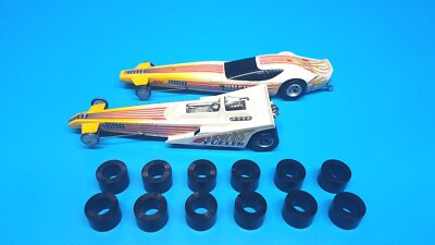 AFX/Aurora HO Slot Car Large Drag Tires - Pack Of 12, Fits 4-Gear Chassis (#8742, Black)