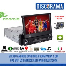 STEREO ANDROID SCHERMO A SCOMPARSA 1 DIN GPS WIFI USB MIRROR AUTORADIO BLUETOOTH