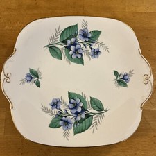 Windsor Bone Chine Bread Butter Serving Cake Plate 23.5 X 21cm Blue Flower Old