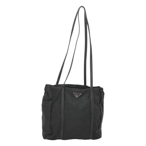 PRADA Shoulder Bag Nylon Black Silver Auth bs25600