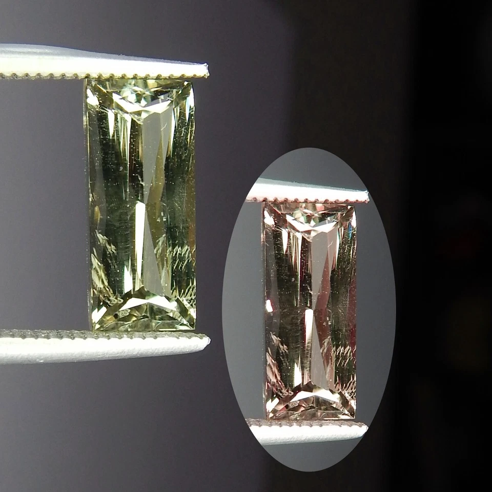 MEJOR 4ct Verde Rojo Cambio de Color Diáspora Natural Minado Sin Calentar Baguette Pavo Foto 3 de 4