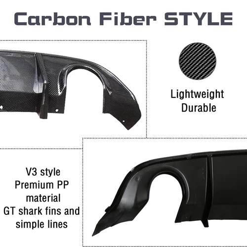 Carbon Fiber Rear Bumper Lip For 2015-2024 Dodge Charger Diffuser SRT GT ABS - Picture 5 of 12