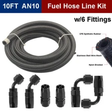 Nylon Braided Fuel Line 10FT AN10 Oil/Gas/ Diesel/ Fuel Hose End Fittings 10AN 