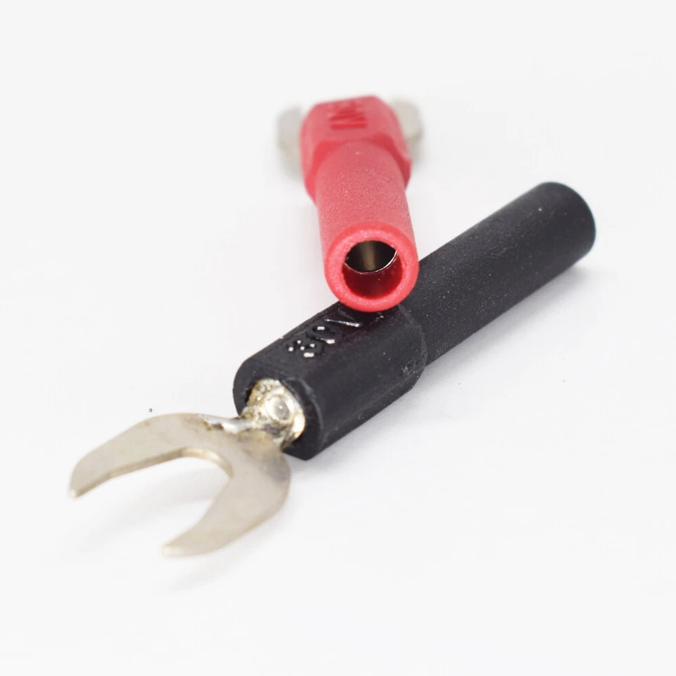 25 pairs 30V 4mm Banana Female Jack to 7.2mm Spade Fork Adapter Converter R + B - Image 3 of 4