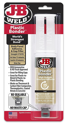 JB Weld Plastic Weld Quick Setting Epoxy Syringe Bonder Repair Glue Tan
