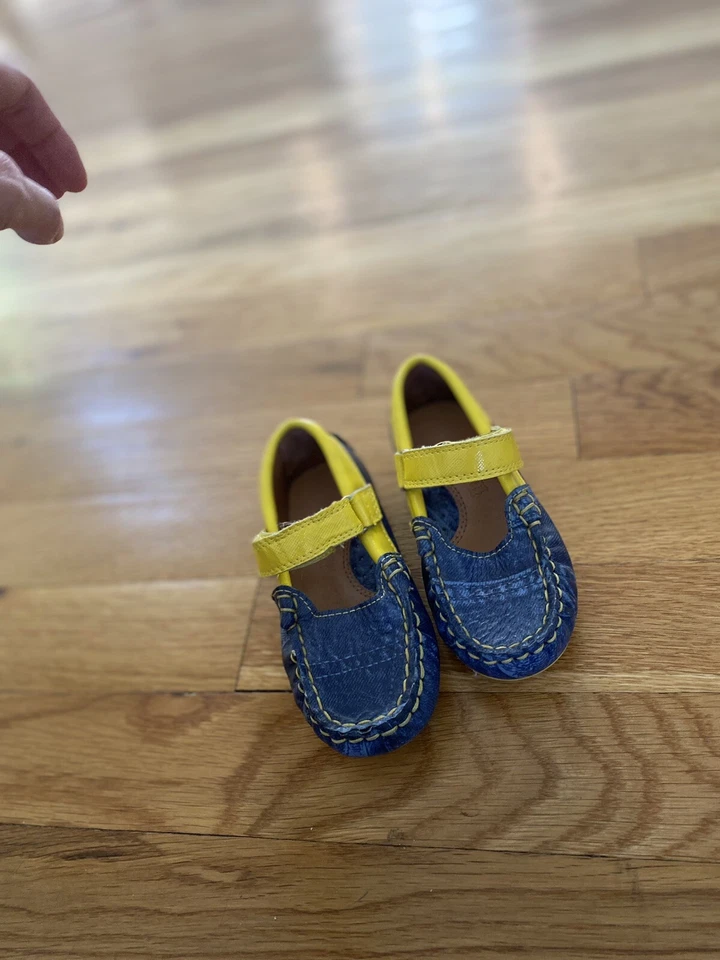 Zapatos Venettini Niñas Cuero Azul Y Amarillo Talla 28 EUR / 10.5T US Foto 4 de 4