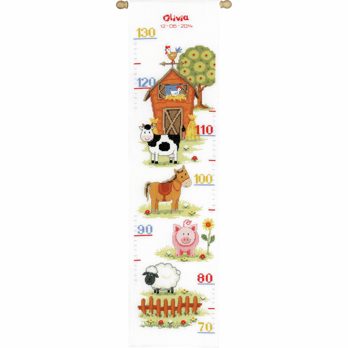 B&Q -  H/chart At The FarmCounted Cross Stitch Kit: Height Chart: At The Farm IiVervaco - Image 3