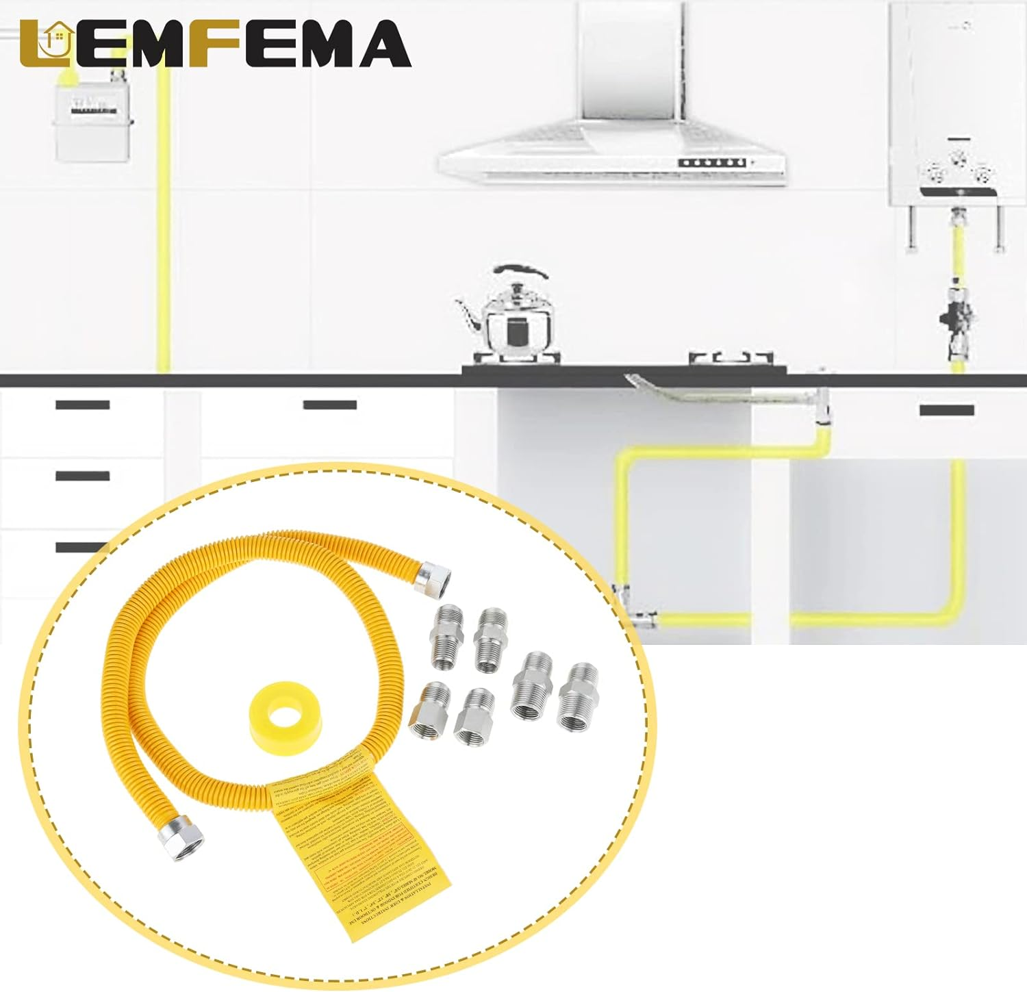 48 Gas Hose Connector Kit Gas Line For Dryer Water Heater Stove 5 8 48-gas-hose-connector-kit-gas-line-for-dryer-water-heater-stove-5-8