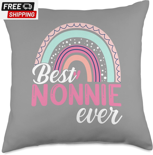 Mother'S Day Boho Rainbow Women Best Nonnie Ever Rainbow Throw Pillow