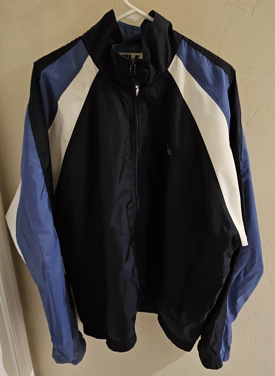 Fila Giacca Uomo XXL Giacca a Vento Giacca Sportiva Blu Bianco Vintage Colorblock