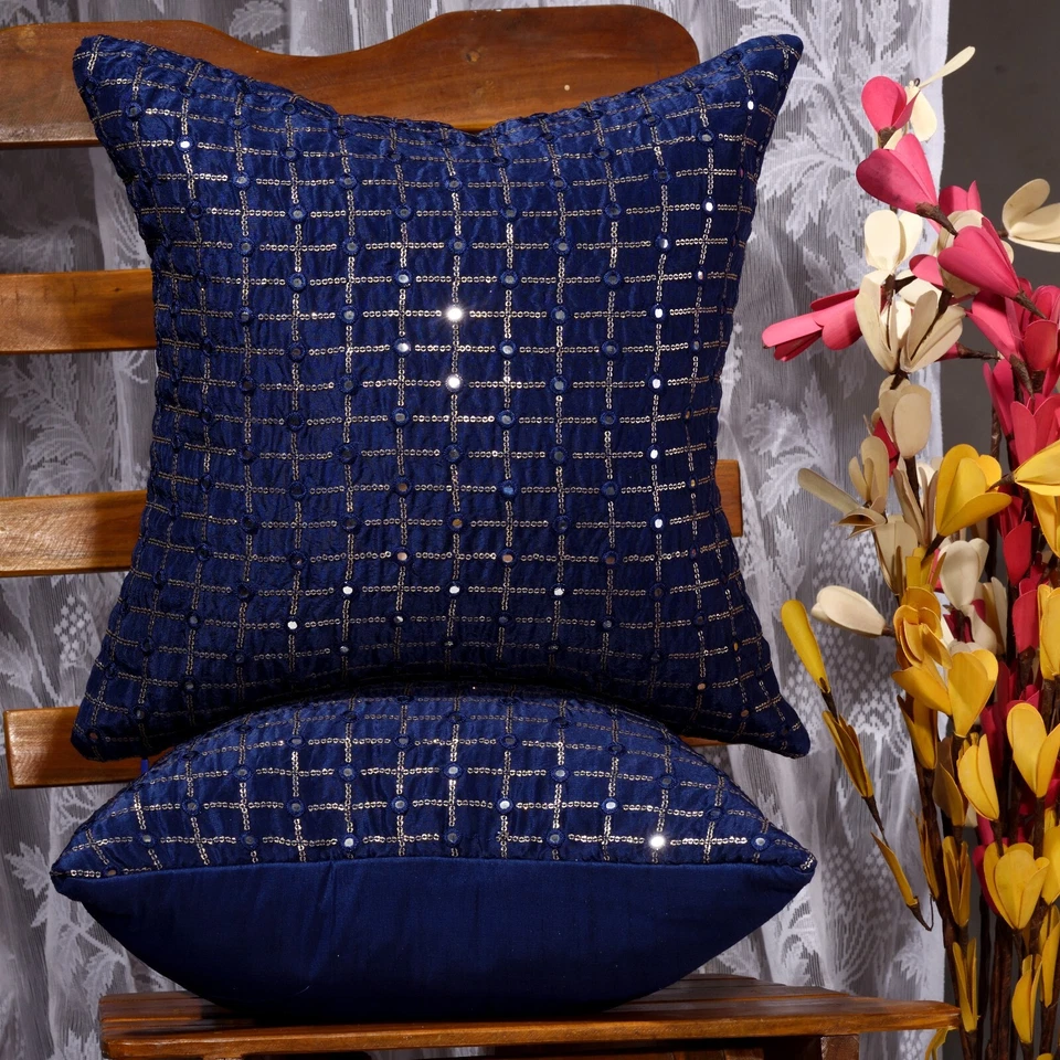 20x20 pillow cover blue designer throw pillows living room sofa cushion cover 2p - Image 3 of 4