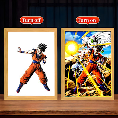 Gohan Dragon Ball Z LED Nachtlicht Rahmen - Anime Wohndeko Geschenk, On Off Rahmen