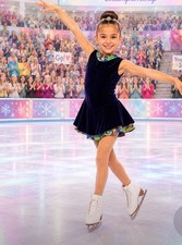 Vintage girls ice skating dress Royal Blue  multi Color Collar Sz S By Lucky