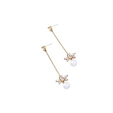 Butterfly Pearl and Rhinestone Drop Earring