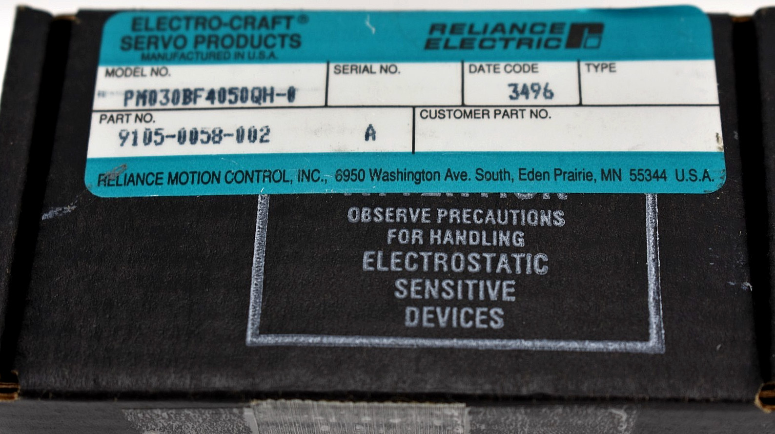 Electro-Craft PM030BF4050QH-0 Personality Module BRU-200 9105-0058-002