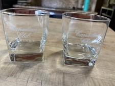 2 CANADIAN CLUB Whisky Whiskey Barware Rocks Glass Tumbler  VTG  Square Bottoms