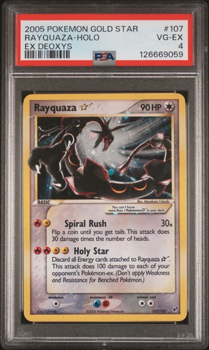 2005 POKEMON EX DEOXYS GOLD STAR #107 RAYQUAZA-HOLO PSA 4