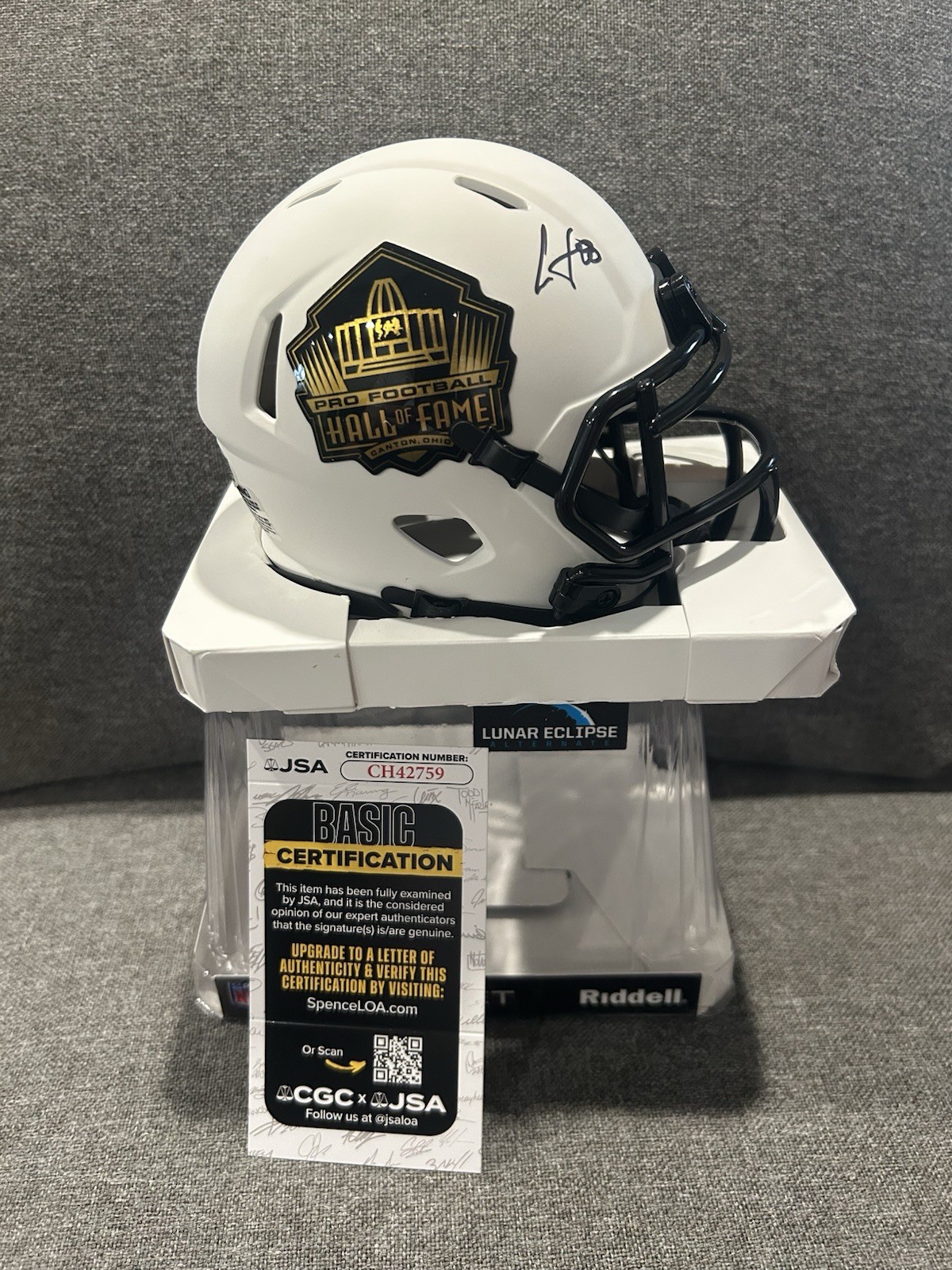 Cris Carter Autographed Signed Minnesota Vikings Hall Of Fame Lunar HOF Mini Helmet JSA COA 