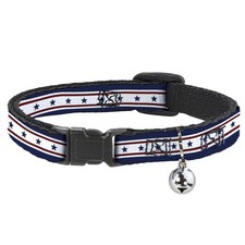 Cat Collar Breakaway with Bell Americana Stars  Stripes 6 Blue/White/Red NARROW