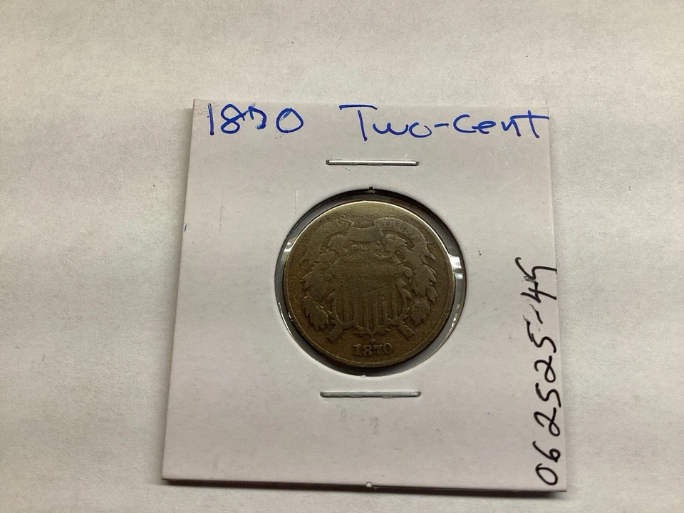 1870 Two Cent Piece US Copper Coin 062525 49tr - Image 3 of 4