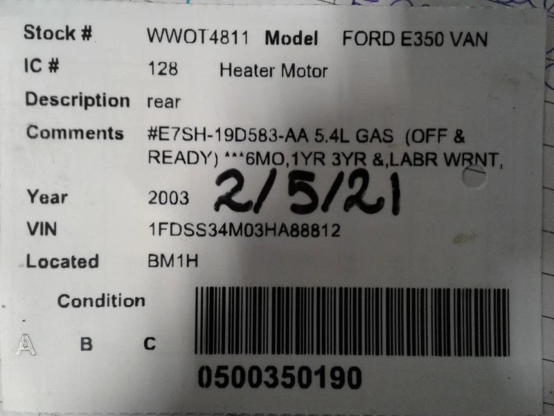 Motor de ventilador traseiro compatível com 97-14 Ford E150 Van 1353532 - Imagem 4 de 4