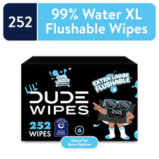 LiL' DUDE Wipes, Extra Large 99 Water Fragrance Free Flushable Wet Wipes