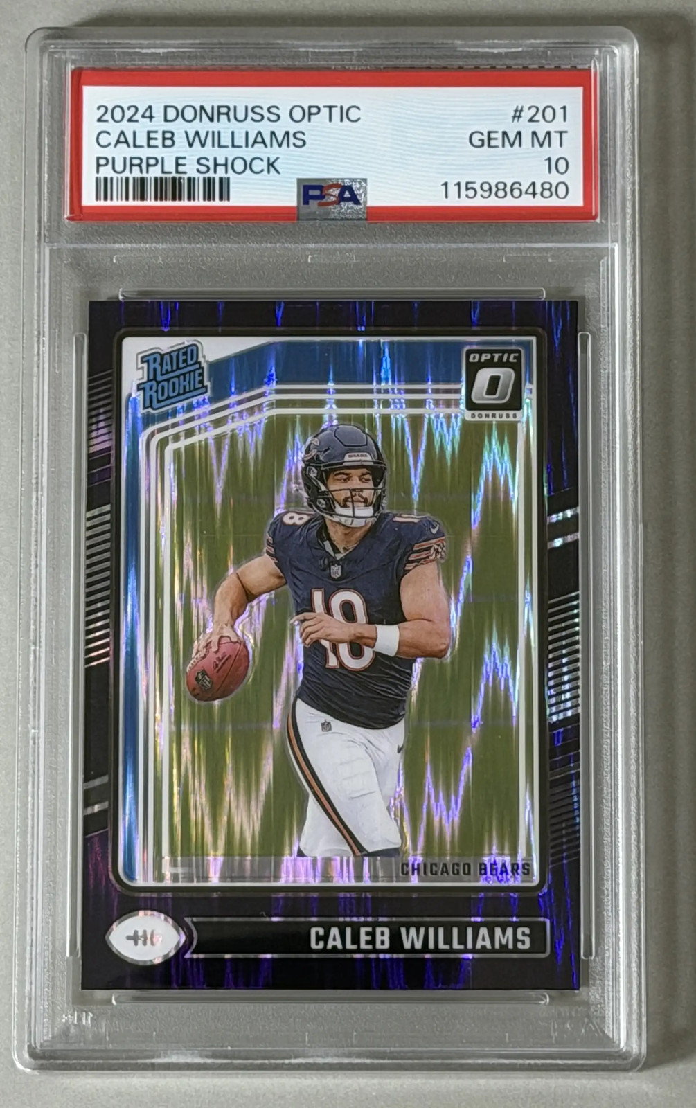2024 Donruss Optic Purple Shock #201 Caleb Williams PSA 10 Chicago Bears