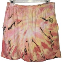 Vintage Gitano Tie Dye Shorts Made In USA Size Large 80s 90s Pink Yellow Beach