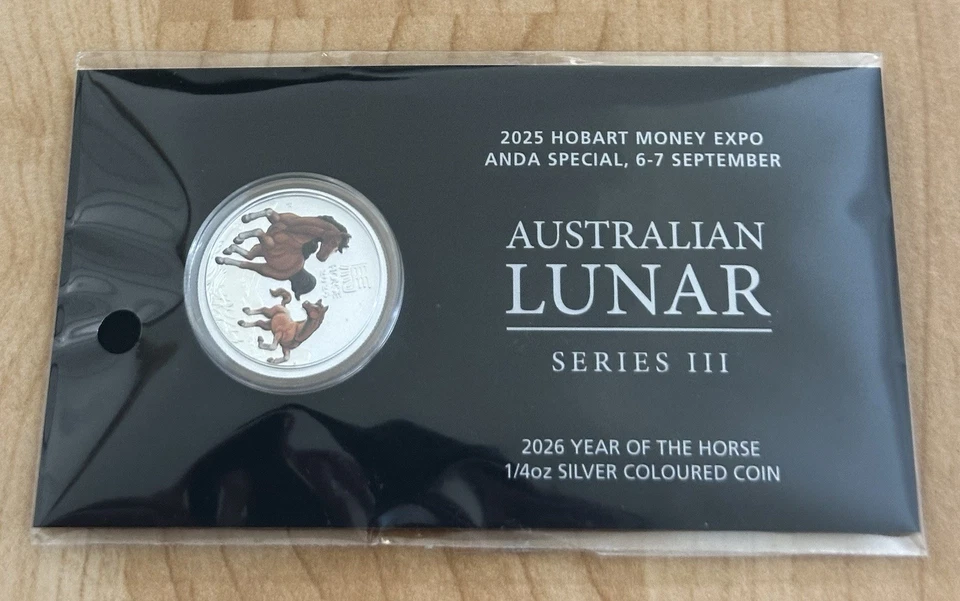 2026 AUS HOBART MONEY EXPO ANDA YEAR OF THE Horse 1/4oz SILVER COLORED IN CARD - Image 4 of 4