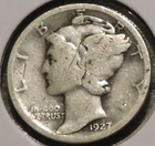 Silver Dime - Mercury - 1927 (Assorted dings & scratches.) [111]