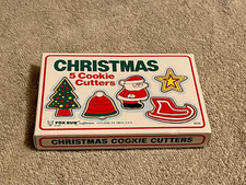 Fox Run Craftsmen Cookie Cutter Set Christmas 5 Metal In Box 1987 Vintage