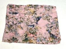 Bird & Floral Print Fashion Rectangle Scarf Pink & Multicolor 70”L X 30”W