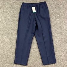 Alfred Dunner Pants Womens Petite 16P Navy Blue Pull-On Elastic Waist Slacks NEW