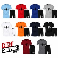 Men  s Summer Sports Set Short Sleeve T-Shirt  Shorts 2-Piece Outfit Casual Stre