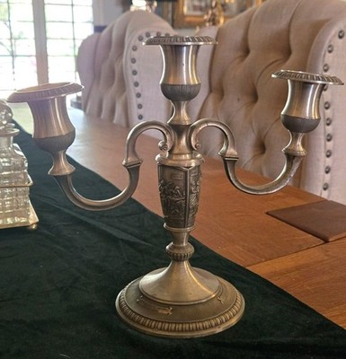 Vtg German WMF Pewter Candelabra Candle Holder 3 Arm Rembrandt / Sorgh/ Steen